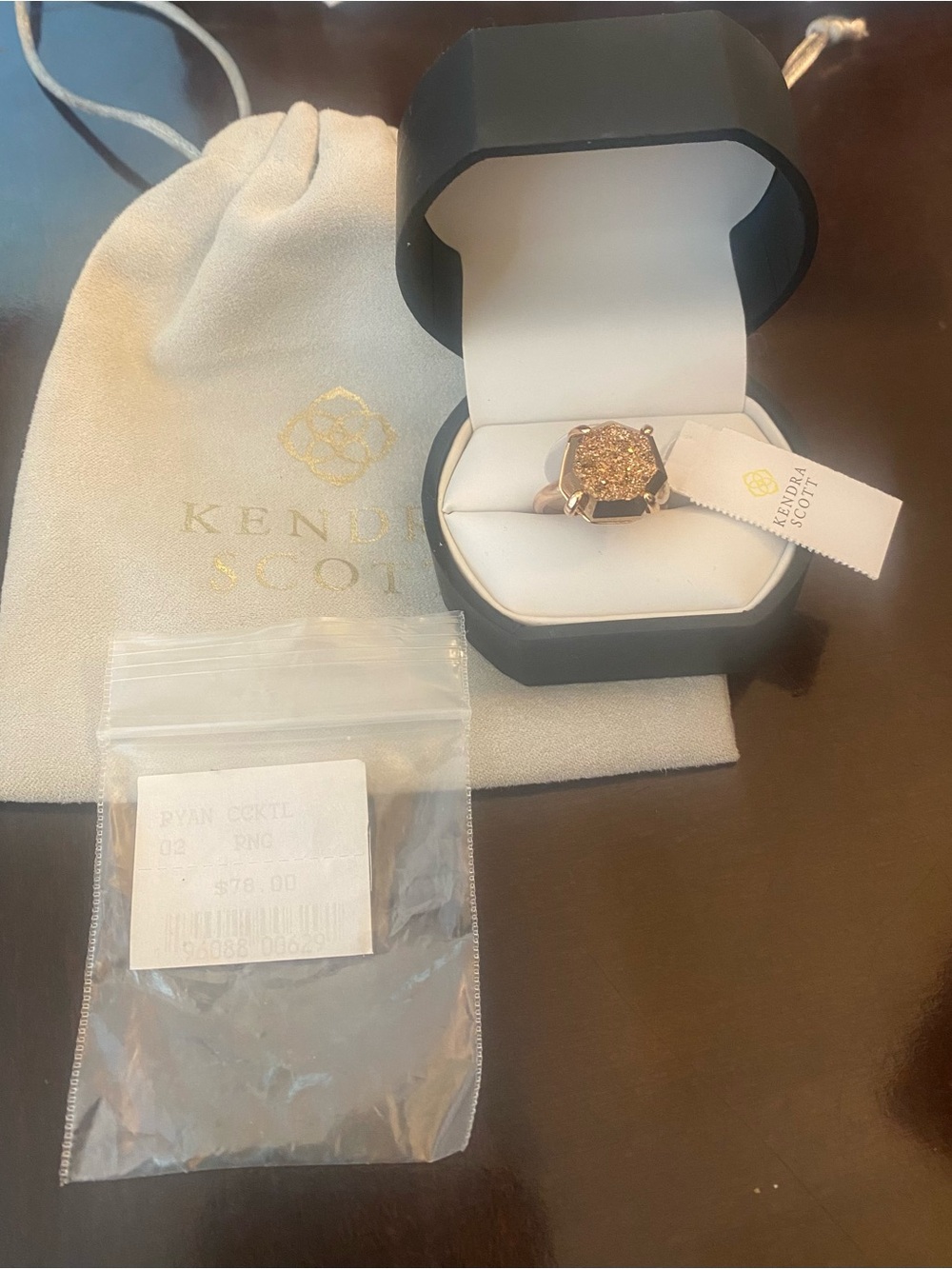 Kendra Scott Rose Gold Glitter Druzy Ring